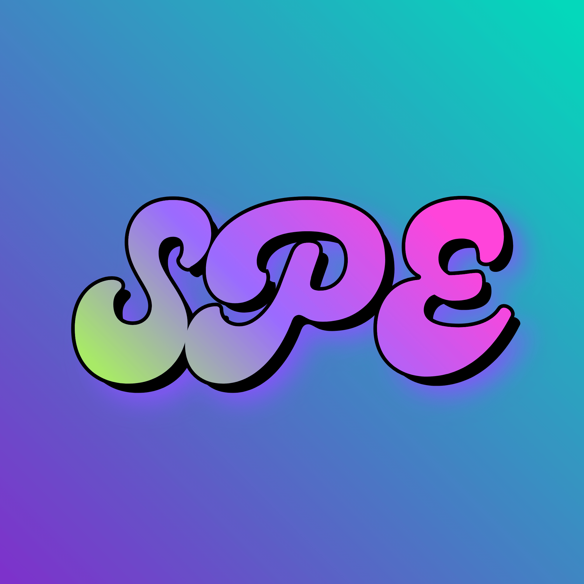 The letters SPE in fun, scrawling print
