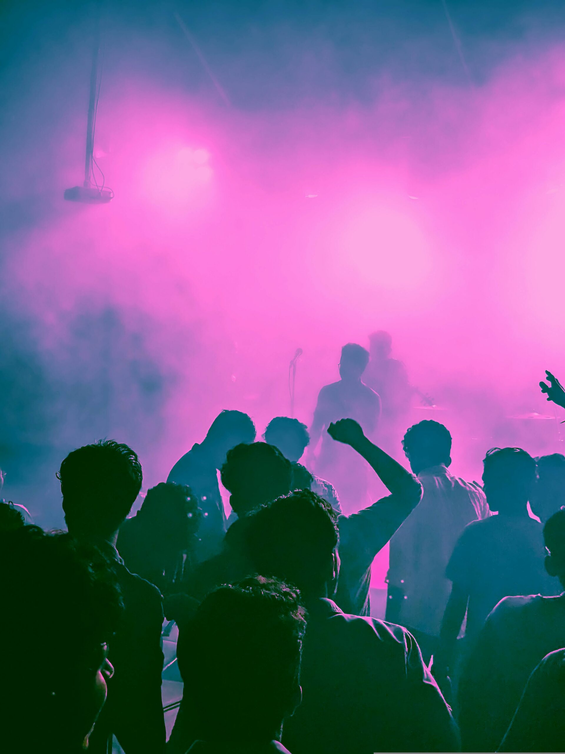 A crowd of people dancing at a party